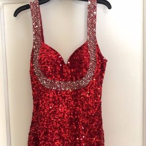 Red Sparkly Mini Dress